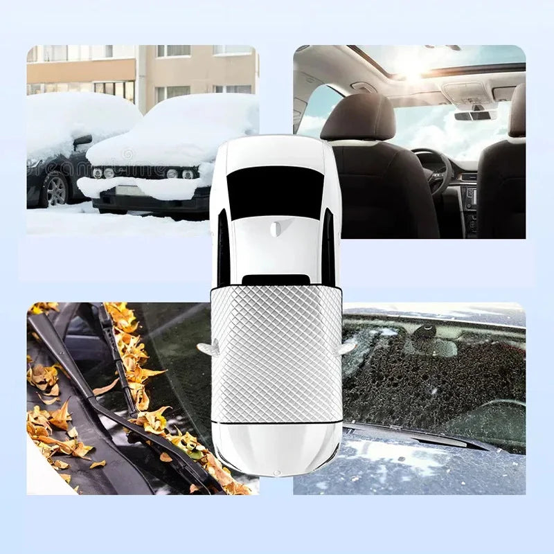 Magnetic Car Windshield Cover Winter Snow And Ice Guard Silver-4