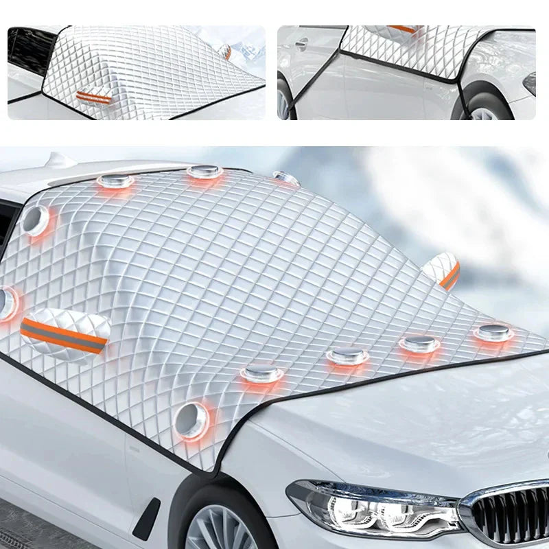 Magnetic Car Windshield Cover Winter Snow And Ice Guard Silver-1